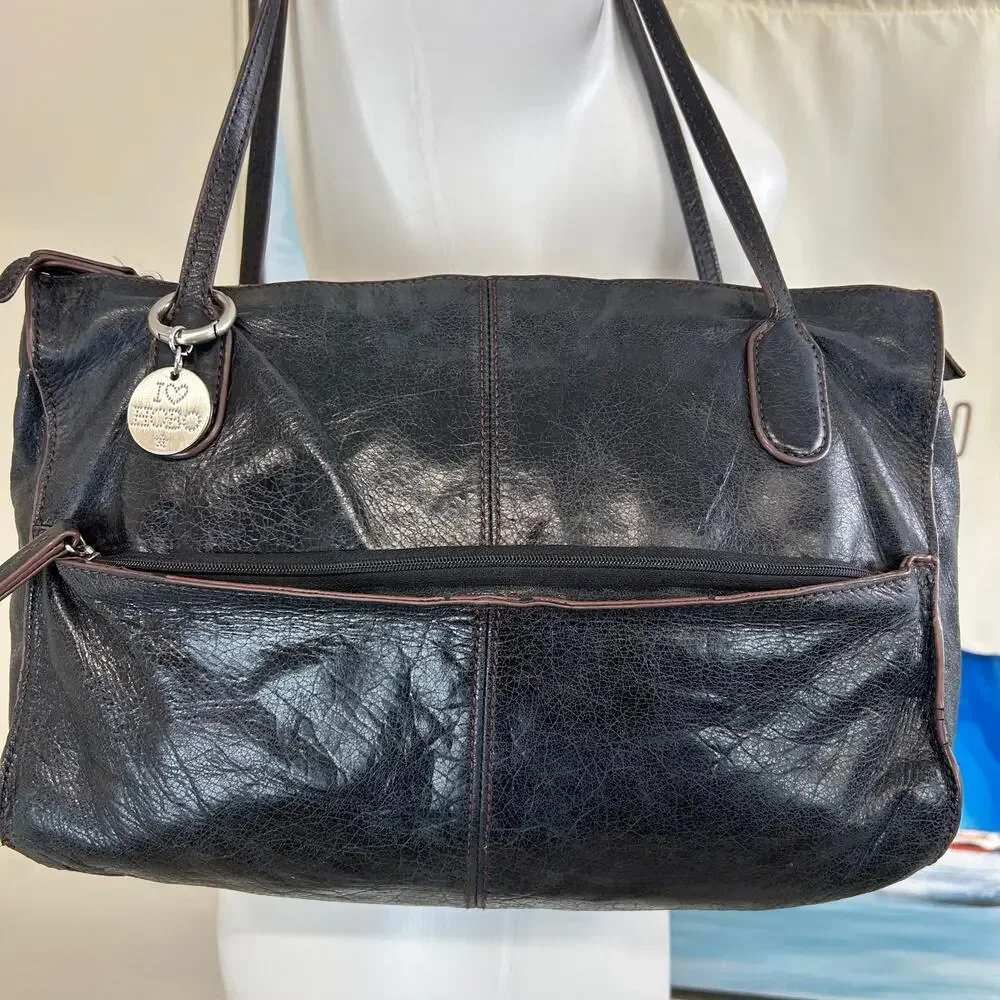 HOBO Leather Friar purse Black soft distressed shoulder bag and dust bag